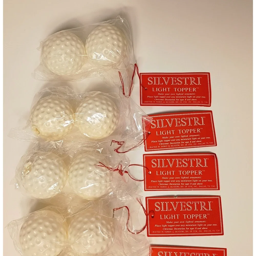 Vtg 6 Packs SILVESTRI Light Toppers Covers Plastic Golf‎ Balls Golf Christmas